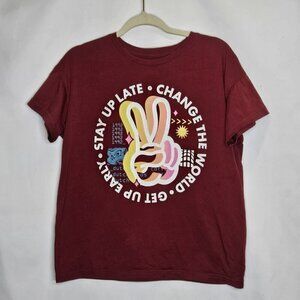 Dutch Bros T-Shirt Adult Size Medium Uniform Work Red Stay Up Late Change World‎